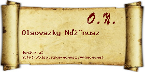 Olsovszky Nónusz névjegykártya